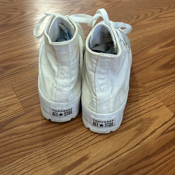 Converse White Lug Sole High Top Platform Sneakers Size 9 - Picture 5 of 10